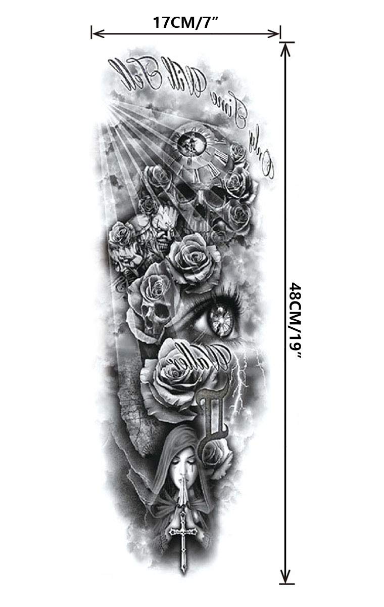Pinone Full Arm Temporary Tattoo For Man Women L19â€œxW7â€(12 Sheets) - Image 3